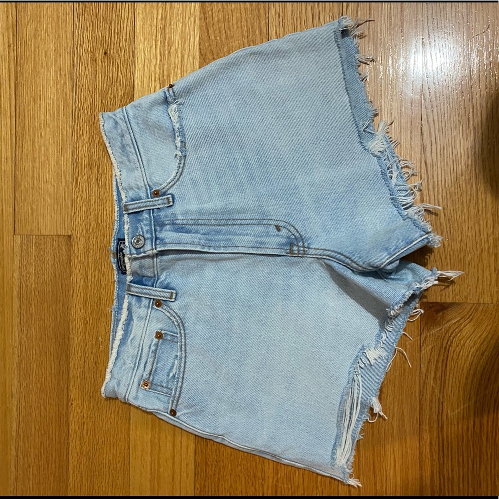 Light wash jean shorts